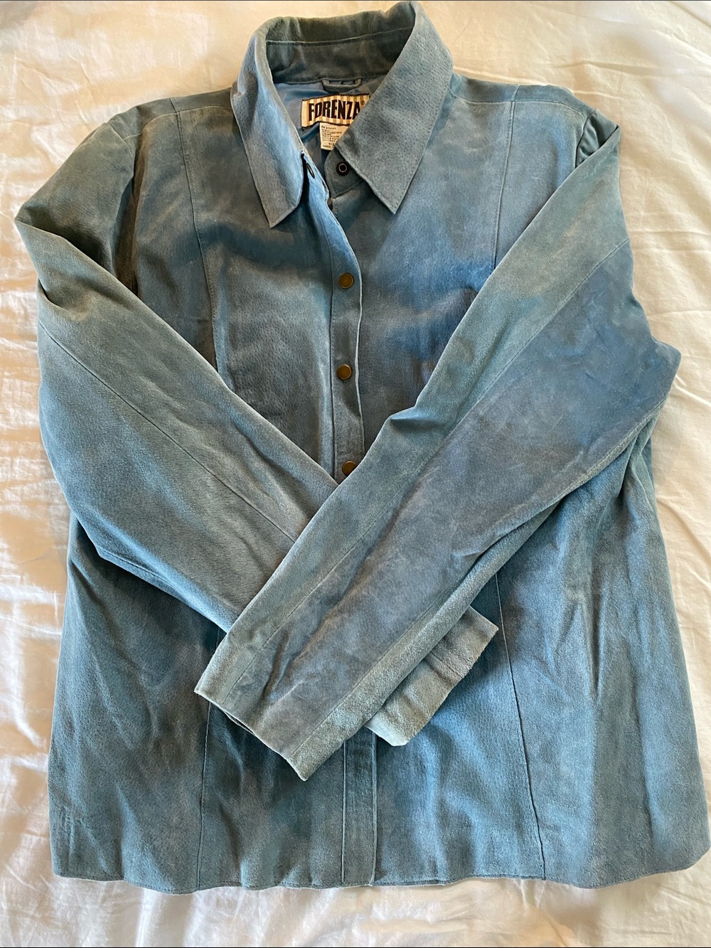 Vintage Deadstock Forenza Light Blue Genuine Suede Leather Jacket NWT